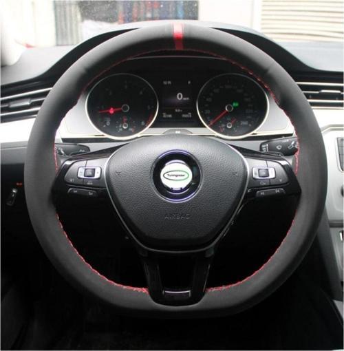 Yüzüklü Alcantara Model Dikişli Oto Direksiyon Kılıfı