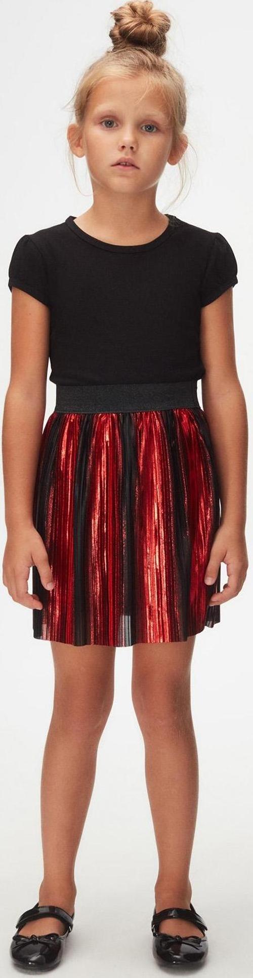 Kırmızı Siyah Edita Degrede Pilise Mini Etek