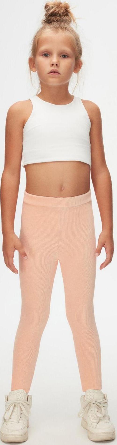 Pudra Pembe Kız Çocuk Fitilli Kadife Tayt