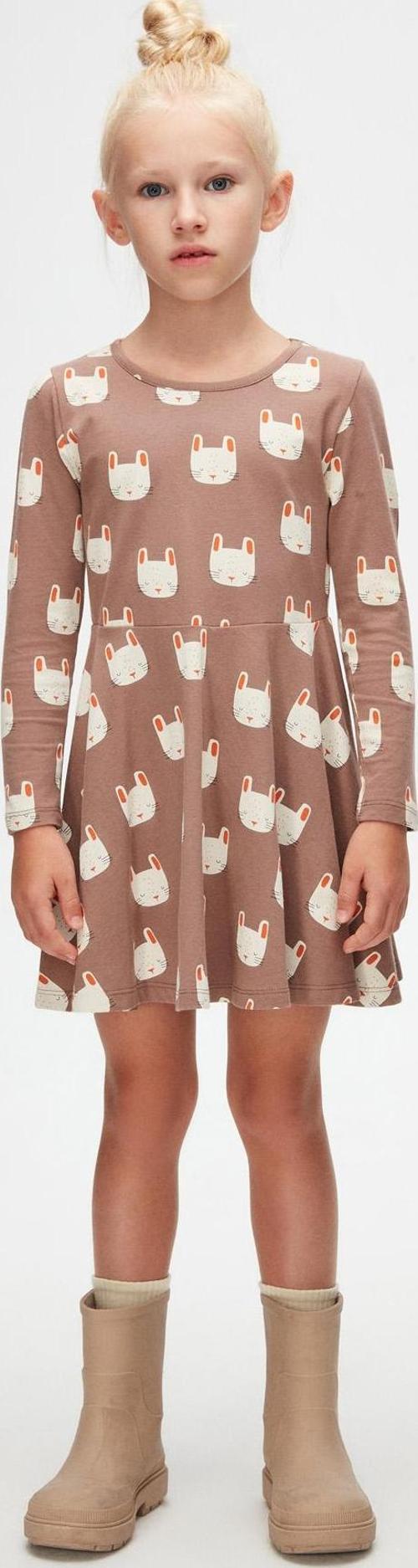 Kız Çocuk Sleepy Bunny Desen Uzun Kol Elbise