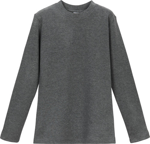 Buz Gri Basic Kışlık Sıfır Yaka Uzun Kollu Kız Çocuk Tişört