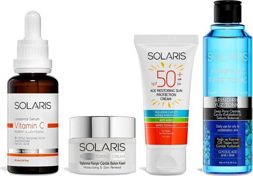 Avantaj Paketi C Serum-yaşlanma Karşıtı Bakım Kremi-yaşlanma Karşıtı Güneş Kremi- Arındırıcı Tonik