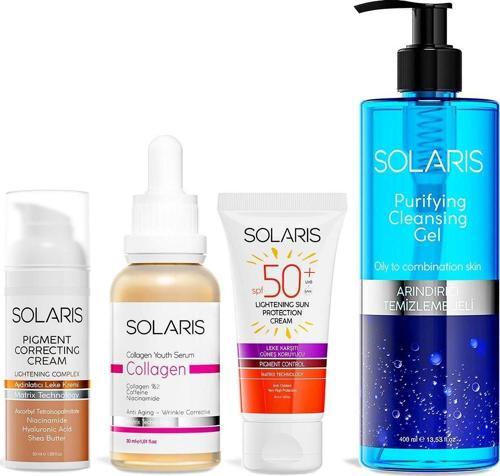 Aydınlatıcı Leke Kremi Ve Collagen Serum Ve Leke Karşıtı Güneş Kremi Ve Yüz Temizleme Jeli