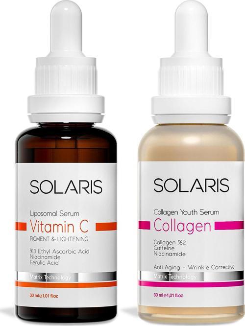 Leke Karşıtı C Vitamin Cilt Bakım Serumu 30ml + Yaşlanma Karşıtı Kolajen Cilt Bakım Serumu 30ml