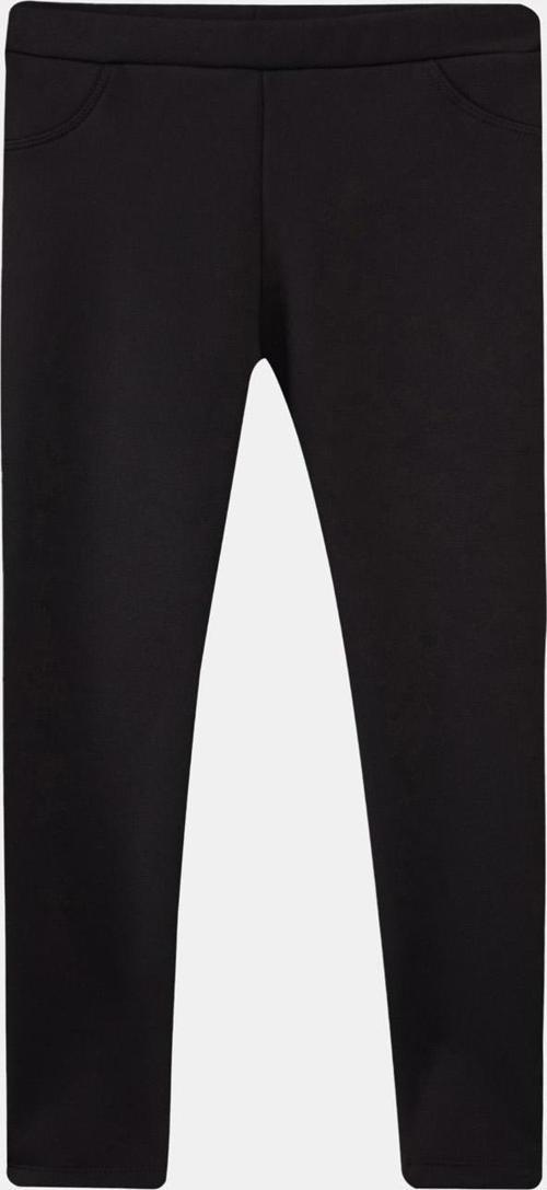 Siyah Kız Çocuk Sahte 2 Cep Full Şardonlu Tayt