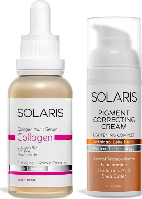 Tüm Cilt Tipleri İçin Yaşlanma Karşıtı Kolajen Cilt Serumu 30 ml Ve Aydınlatıcı Leke Kremi 50 ml