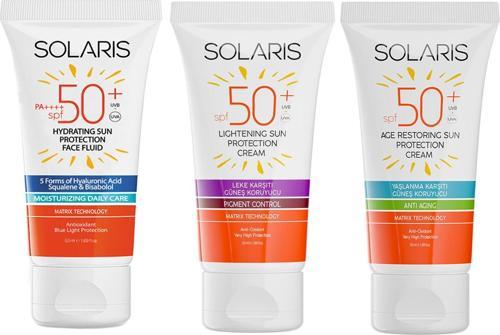 Tüm Ciltler İçin SPF 50+ Güneş Kremi Seti Leke Karşıtı ve Yaşlanma Karşıtı ve Nemlendirici Etkili