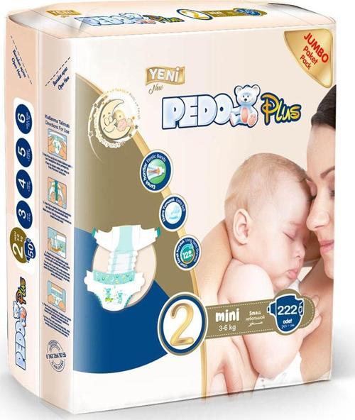 2 Numara Mini Bebek Bezi Jumbo Paket 222 Adet