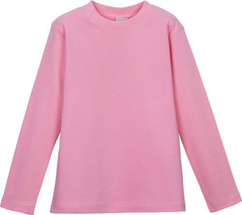 Pembe Basic Unisex Çocuk Kışlık Sıfır Yaka Uzun Kollu Tişört
