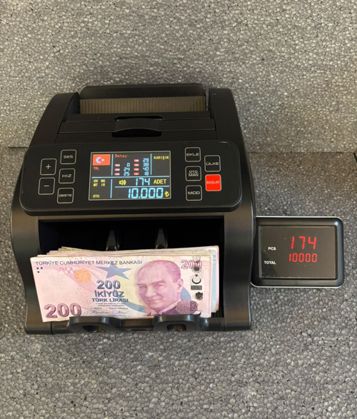 G25 TL Karışık, Dolar ve Euro Adet Sayım Şüpheli Para Tespitli Para Sayma Makinesi