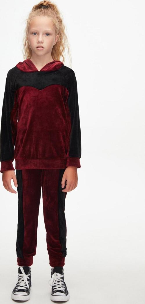 Bordo Siyah Kız Çocuk Robalı Kadife Takım