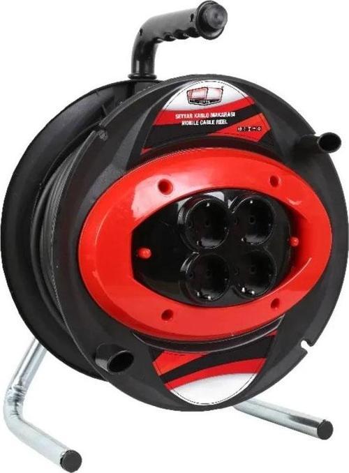 30 MT Makaralı 4 lü Elektrik Uzatma Priz 3 x 2,5 Mm Siyah
