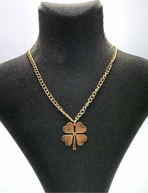 Gold Renk Yonca Yapraklı Kolye