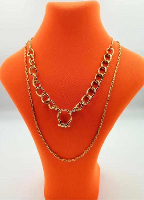 Gold Renk Zincir Figürlü Kararmaz Özel Tasarım Kolye