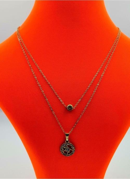 Gold Renk Zincir Figürlü Kararmaz Özel Tasarım Kolye