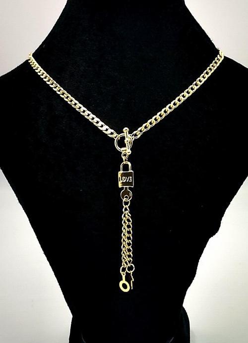 Gold Renk Zincir Figürlü Kararmaz Özel Tasarım Kolye