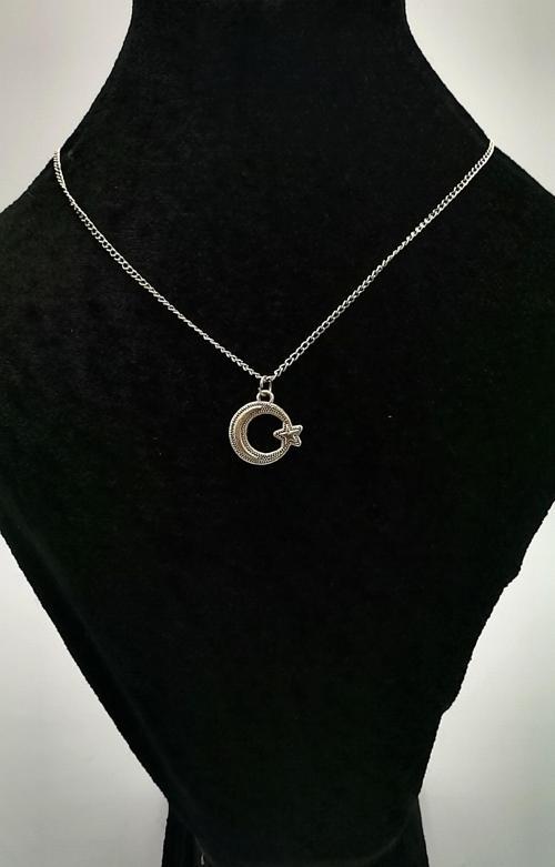 Gümüş Zincir Hilal Ve Yıldız Figürlü Kolye