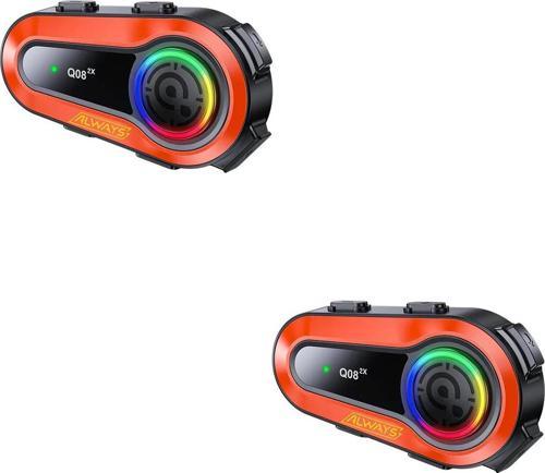 2 ADET Q08 2X 1000m Telsiz Mesafeli Özellikli 2 Kişi Bağlantılı Bluetooth Kask Kulaklık Ekranlı Fenerli Mü