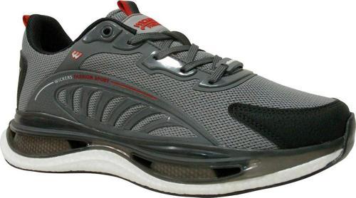 Füme Gri Kırmızı Bağcıklı Sneaker Spor Ayakkabı