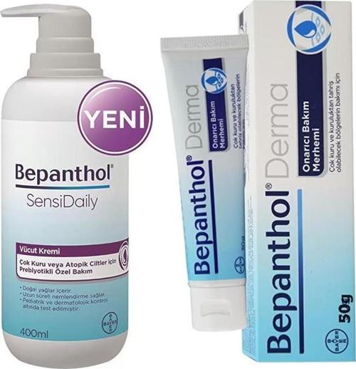Sensidaily Pompalı Vücut Kremi 400 Ml + Bepanthol Derma Onarıcı Bakım Merhemi