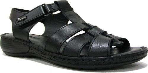 Siyah Cırtlı Deri Anatomik Comfort Sandalet
