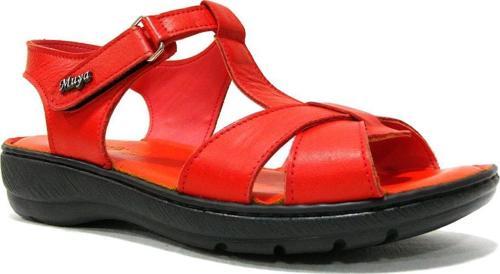 Kırmızı Cırtlı Deri Anatomik Comfort Sandalet