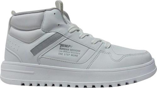 Beyaz Gri Bağcıklı Boğazlı Basket Sneaker Spor Ayakkabı