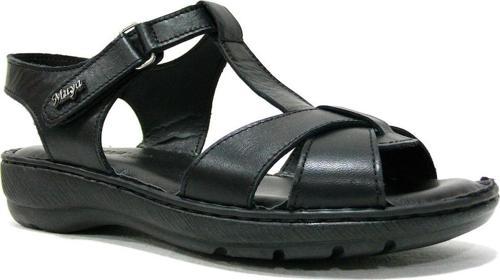 Siyah Cırtlı Deri Anatomik Comfort Sandalet