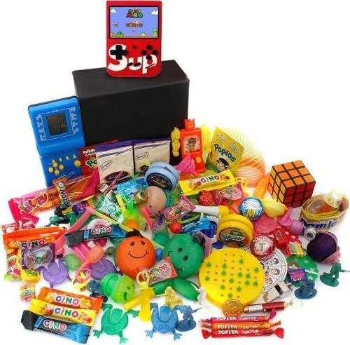 Nostaljik Bakkal Özel Gıda Ve Oyuncak Kutusu , Mavi Tetris Ve Kırmızı Atarili