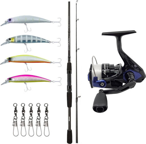 YekOutdoor Spin Olta Seti Okuma Wave Power 2,74 cm 7-30 gr 2 Parça Spin Kamışı&Okuma Fin Chaser X FNX-40BL Blue 1BB Olta