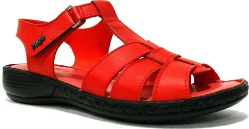 Kırmızı Cırtlı Deri Anatomik Comfort Sandalet