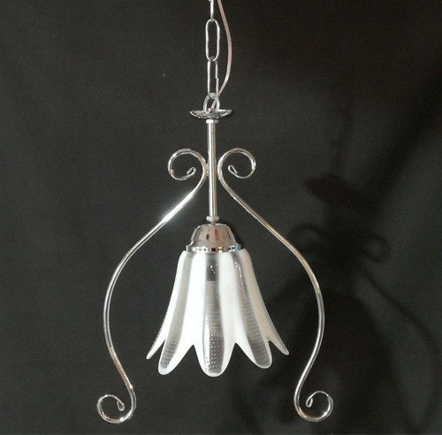 Krom Metal İskelet Camlı Avize