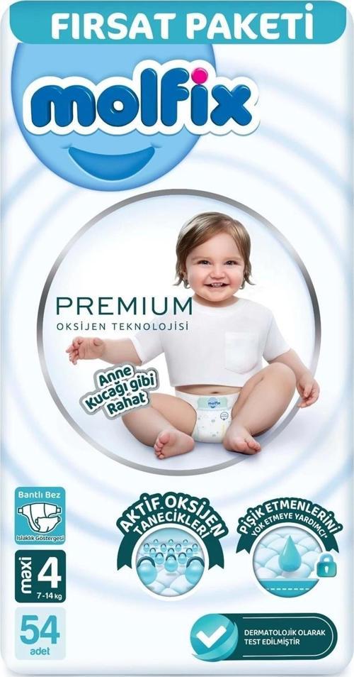 Premium Bebek Bezi Fırsat Paketi 4 Beden 7-14 Kg 54 Adet