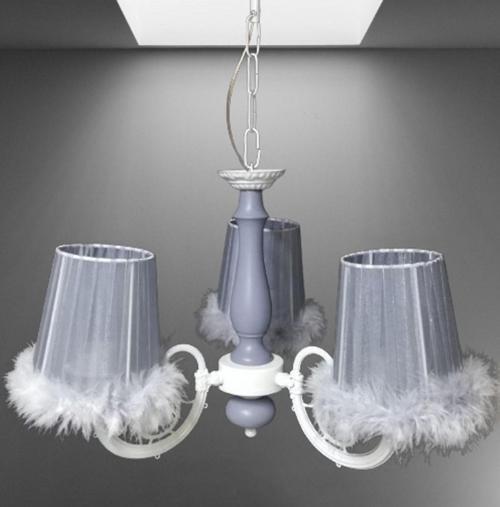 3  Lü Gri Tüylü Yatak Odası Çocuk Odası Avize Gri Ahşap Gövdeli