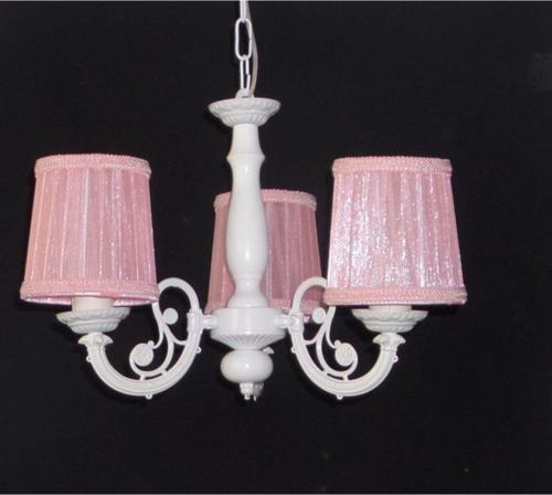 3 Lü Pembe Ahşap Gövdeli Döküm Kollu Kız Çocuk Odası Yatak Odası Salon Avize