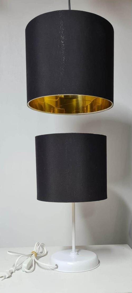 Siyah Gold Avize Abajur Seti