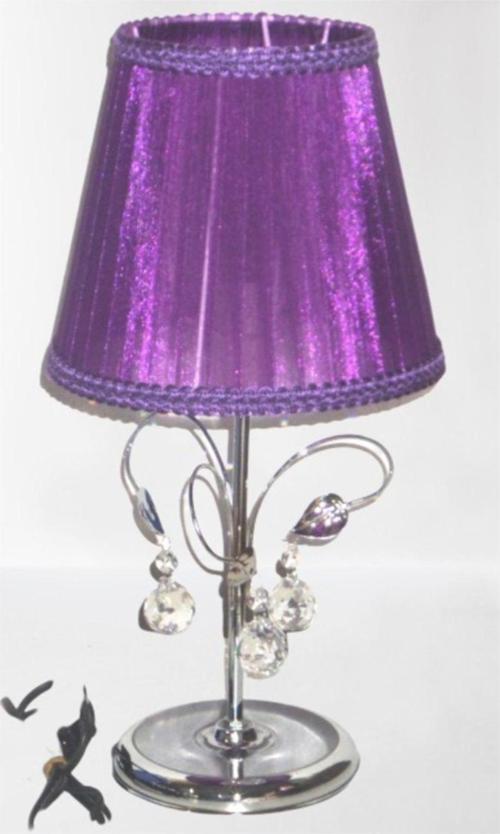 Mor Yapraklı Taşlı Abajur