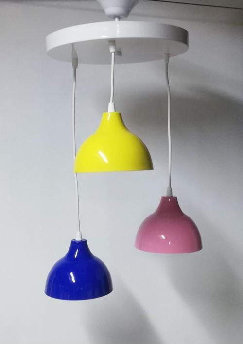Kız Çocuk Erkek Çocuk Odası 3 Lü Metal Avize Pembe Mavi Sarı
