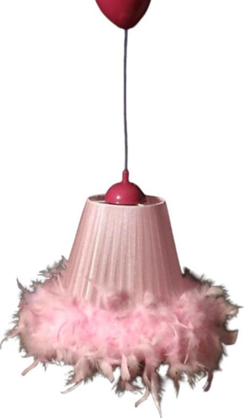 Pembe Tüylü Avize Kız Çocuk Odası Bebek Odası Yatak Odası Avizesi Pembe Plastik Askılı