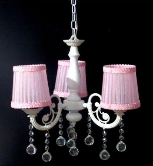 3 Lü Pembe Başlıklı Taşlı Salon Oturma Yatak Çocuk Odası Avizesi
