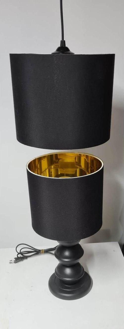 Siyah Gold Avize Abajur Seti