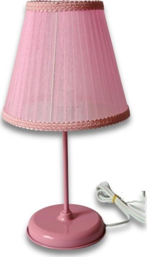 Pembe Başlıklı Beyaz Metal Ayaklı Yatak Odası Abajuru Pembe Abajur
