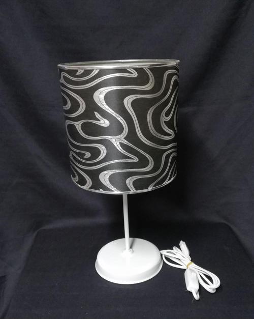 Siyah Zebra Gümüş Desenli  Genç Odası Yatak Odası Abajuru