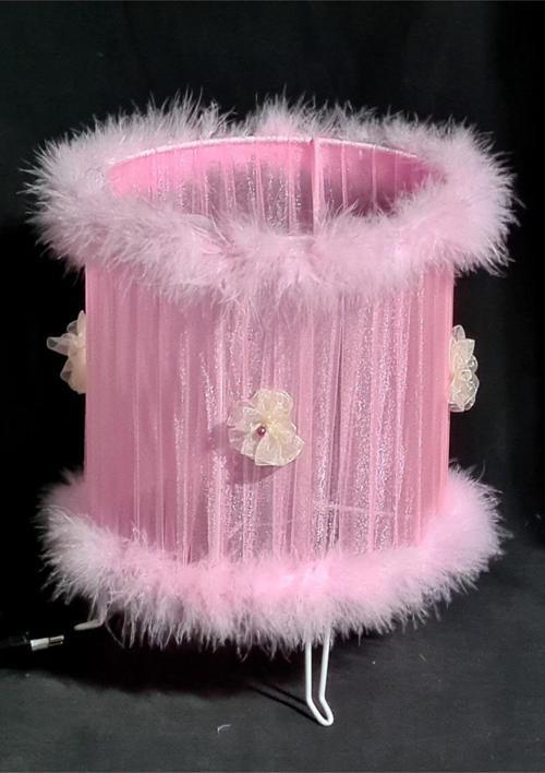 Pembe Tüylü Kız Çocuk Odası Abajuru