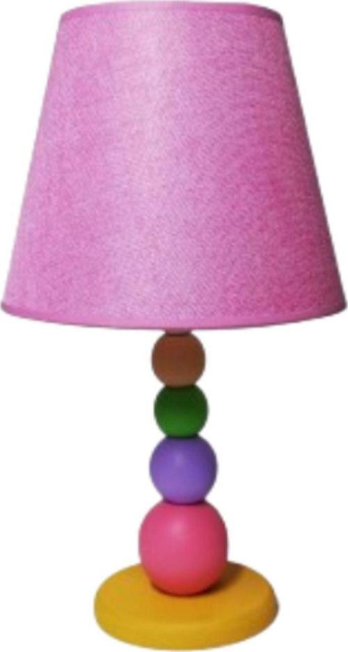 Çocuk Bebek Odası Yatak Odası Renkli Ahşap Abajur.Pembe Lila Yeşil Krem Ahşap Top