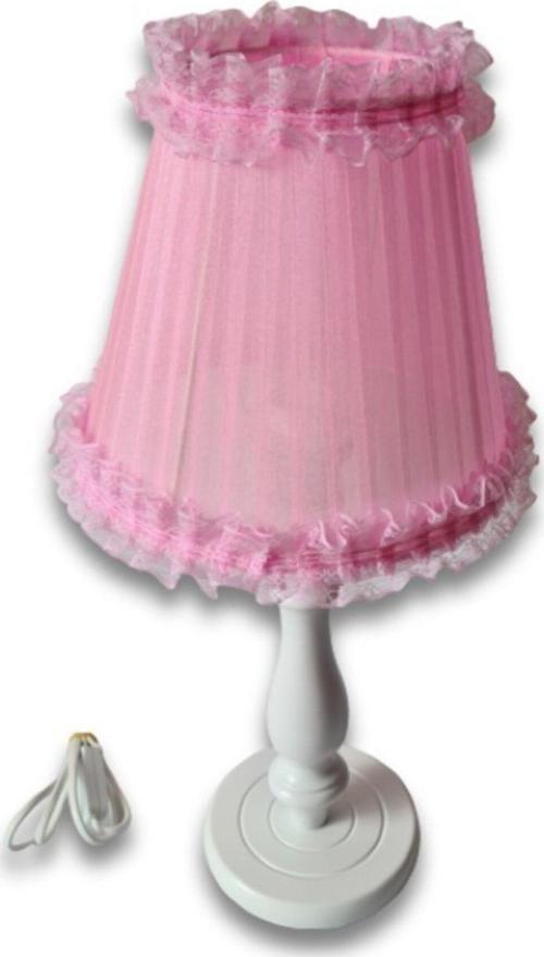 Pembe Fırfırlı Yatak Odası Kız Çocuk Odası Abajur Ahşap Ayaklı