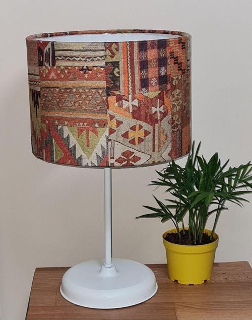 Çul Kilim Desenli El Yapımı Otantik Abajur E 27 Duy