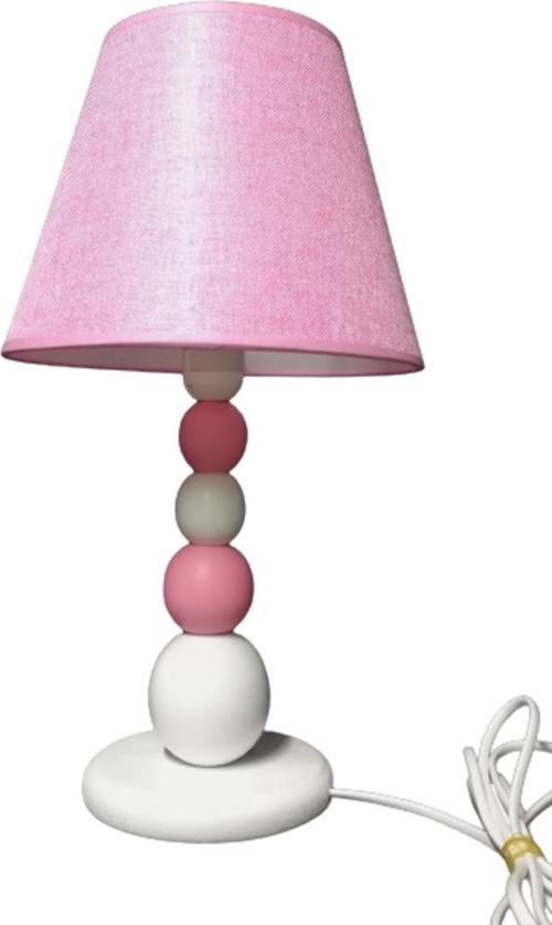 Pembe Beyaz Ahşap Kız Çocuk Odası Yatak Odası Abajuru