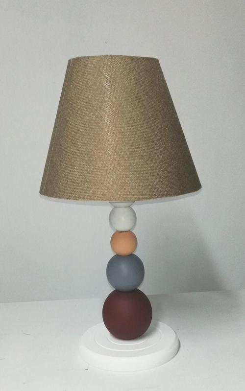 Fuşya Pembe Açıkkahve Başlıklı Ayaşap Ayaklı Abajur