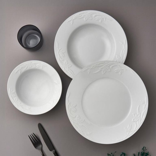 Porselen Dinemis 18 Parça 6 Kişilik Rölyefli Yemek Takımıı